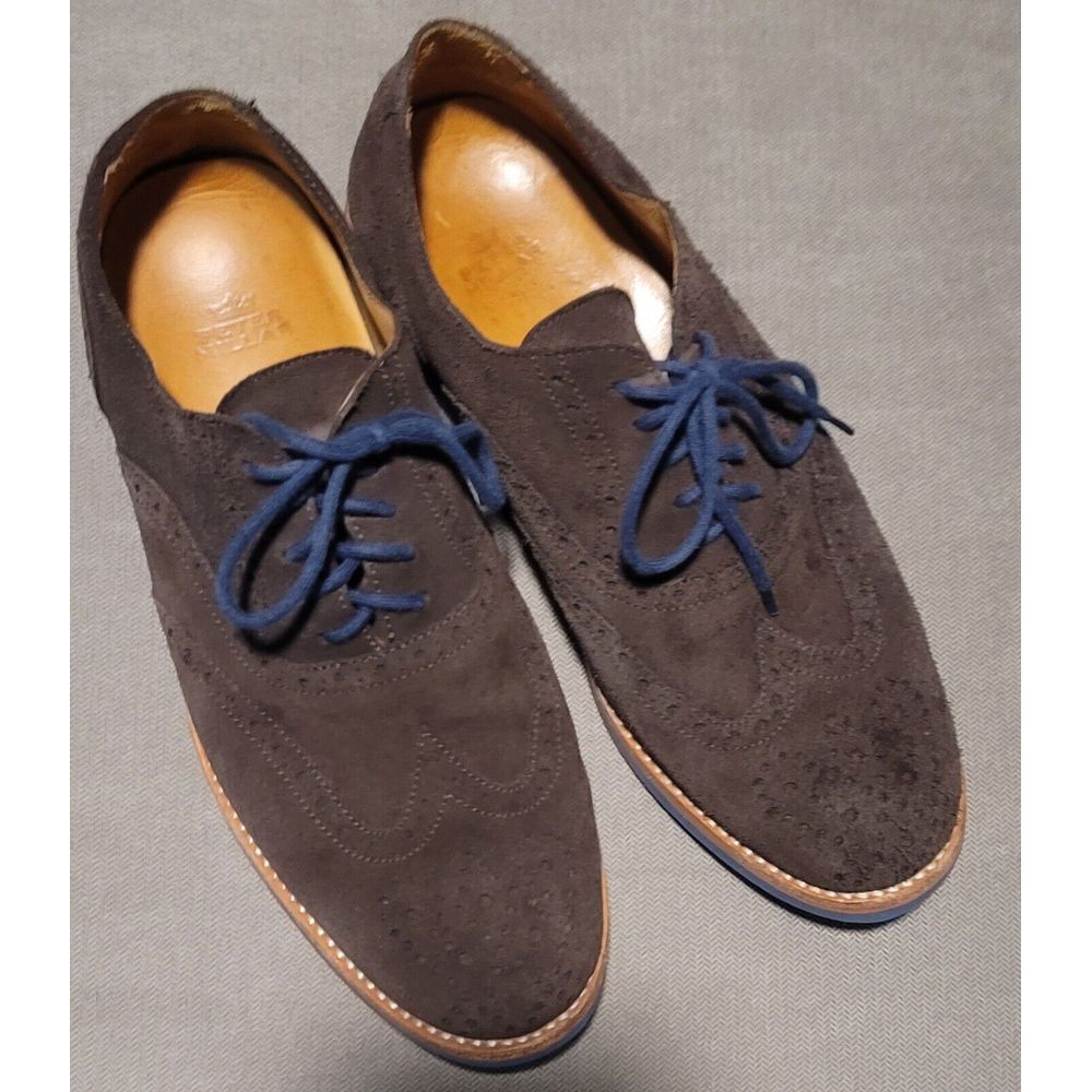 Peter Millar Men's Brown Suede Lace‎ Up Comfort Brogue Wingtip Oxford Size 8.5 M